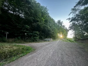Sonnenlicht an einer Wegkreuzung auf der Altvater-Runde in Lahr
