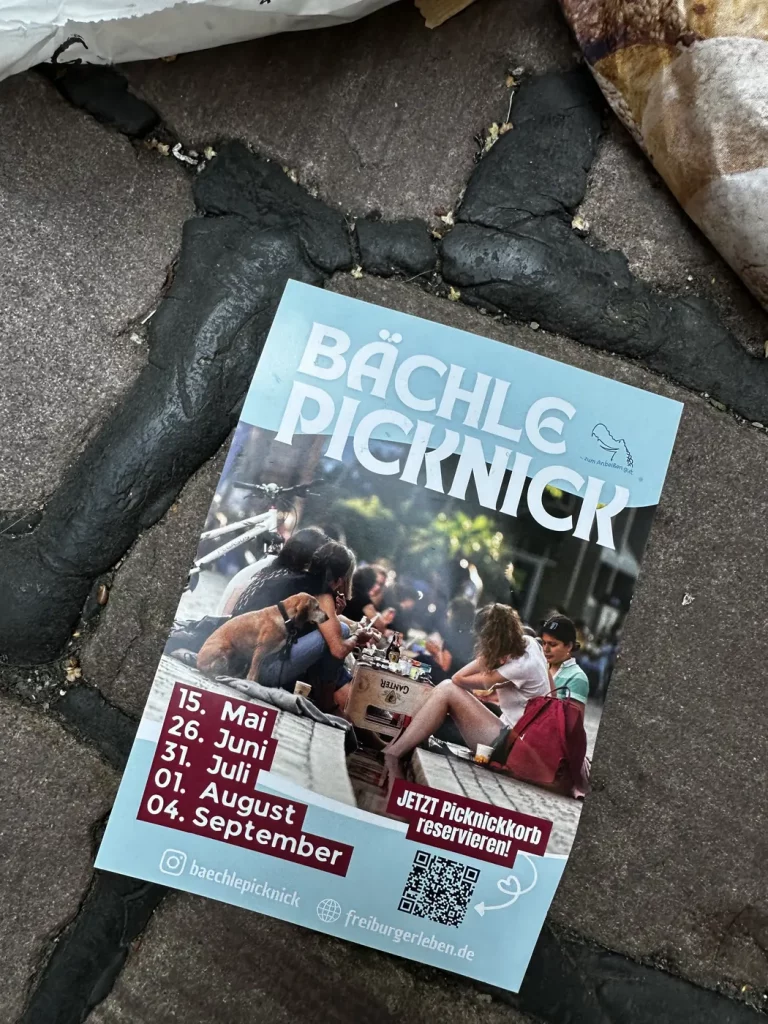 Flyer des Bächlepicknicks in Freiburg mit Informationen zur Veranstaltung