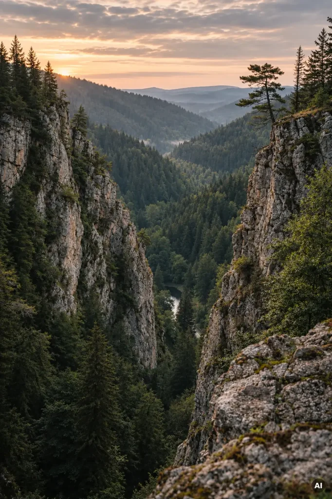 Felslandschaft und Steilhang im Schwarzwald als Lebensraum für Uhus