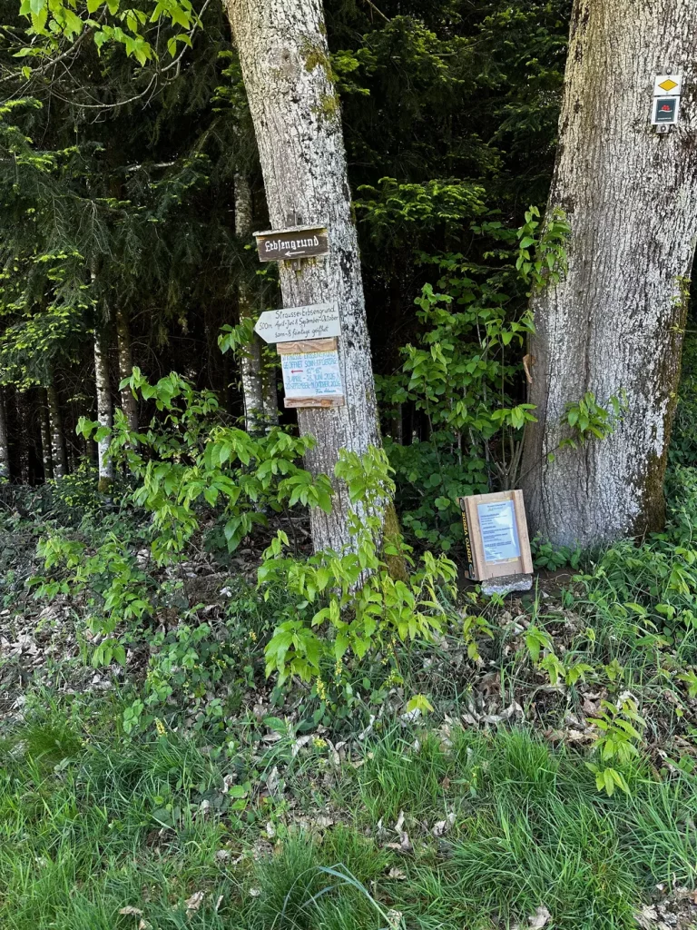 Wegmarkierung des Hahn-und-Henne-Premiumwegs im Schwarzwald