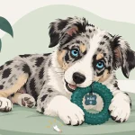 Illustration eines jungen Hundes mit erstem Zahnverlust und den Veränderungen im Welpenalter