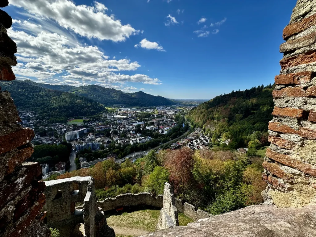 Blick von der Kastelburg über Waldkirch und das Elztal