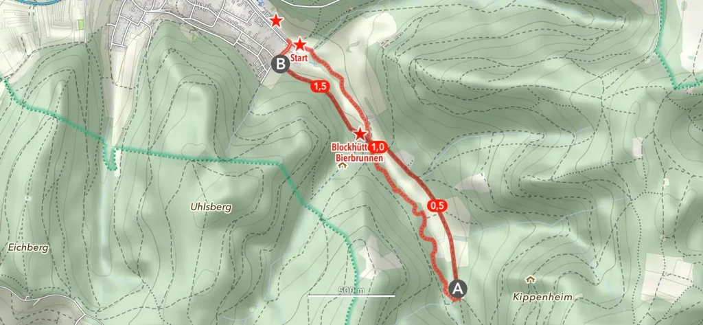 Screenshot Map Wasserpfad Wanderung Schwarzwald