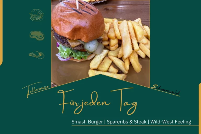Headergrafik der Reihe Tellerweise – Für jeden Tag zum Wild Bills Saloon in Lahr mit Burger und Pommes
