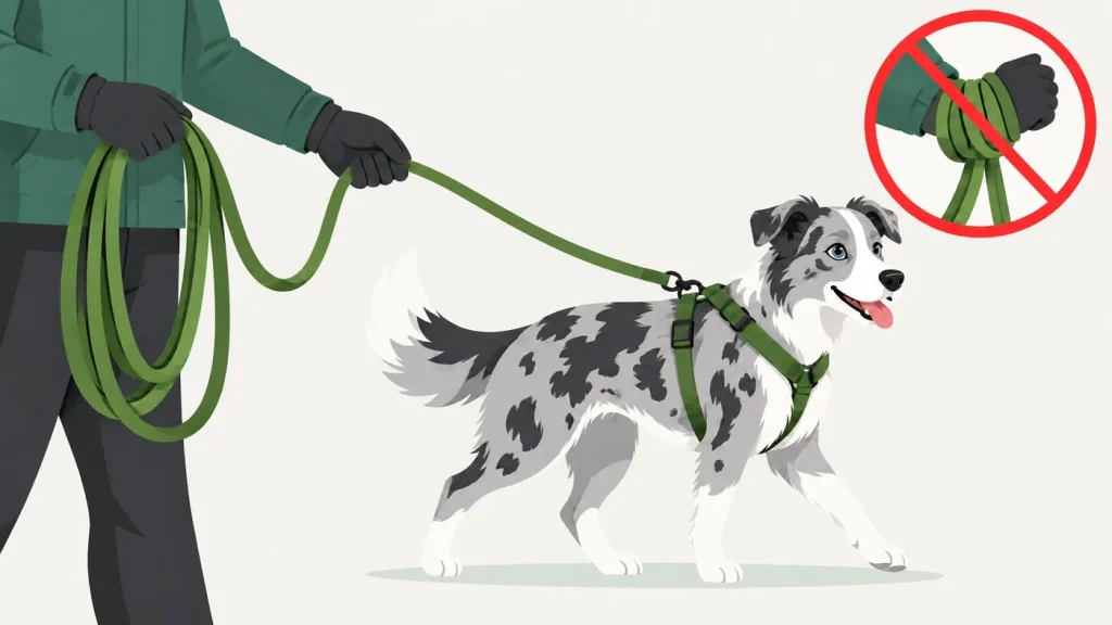 Illustration zur sicheren Handhabung einer Schleppleine